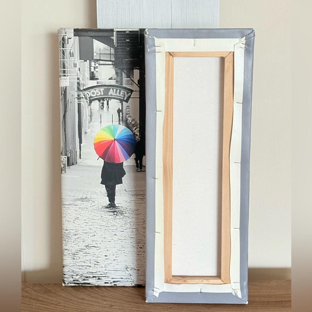 Seattle~Pikes Market Colorful Umbrella and Public Market Canvas Art Set/2 - Picture 10 of 10